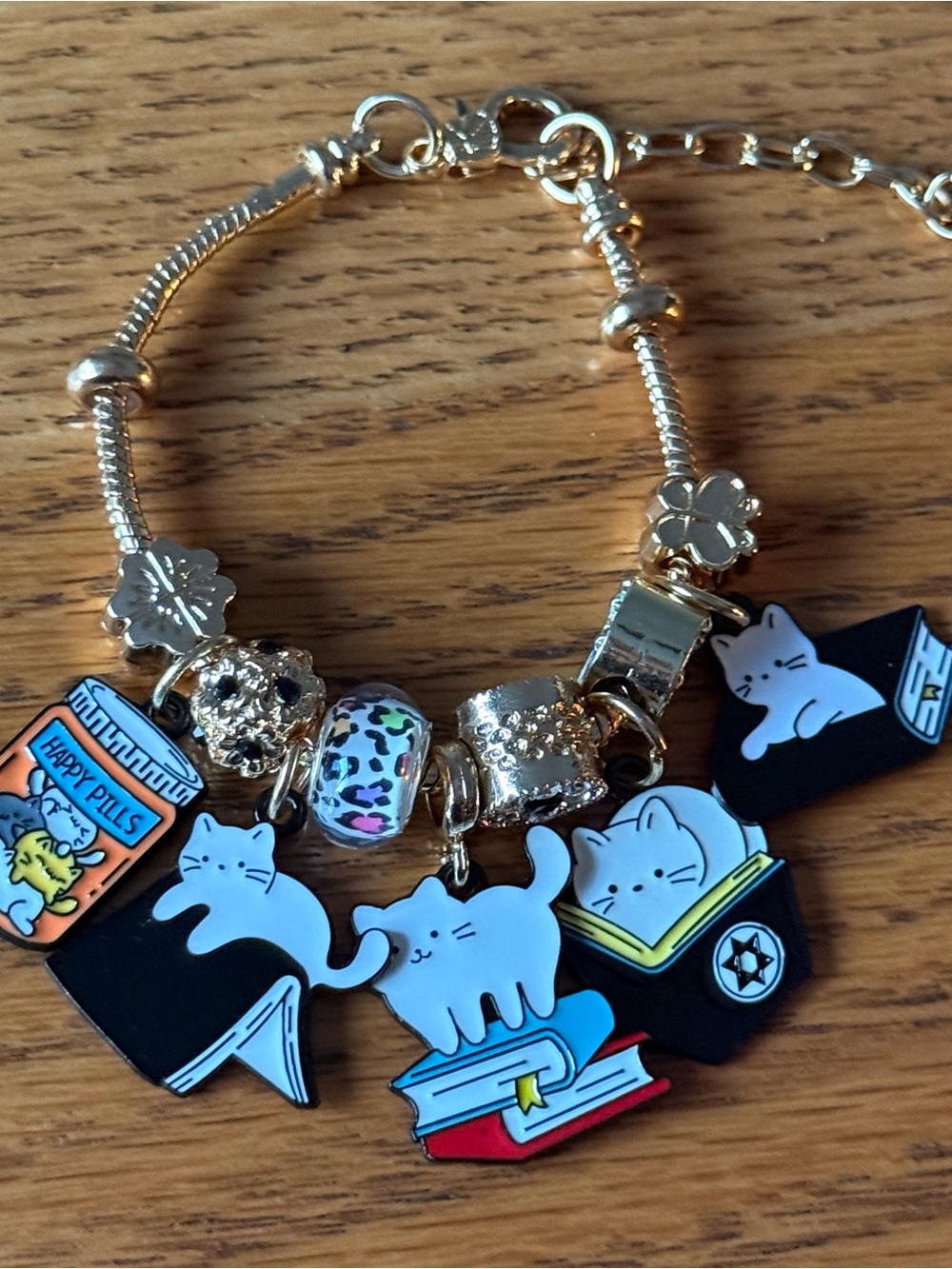 Cute Cat Book Charm Bracelet